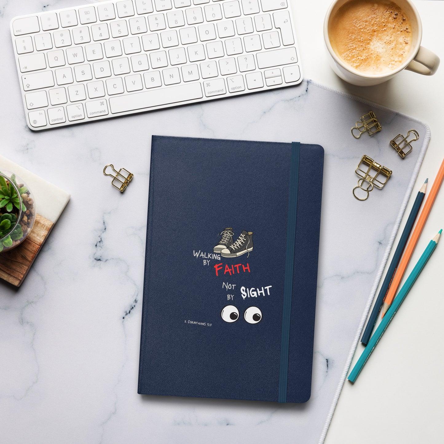 Hardcover bound notebook 2Corth5:7